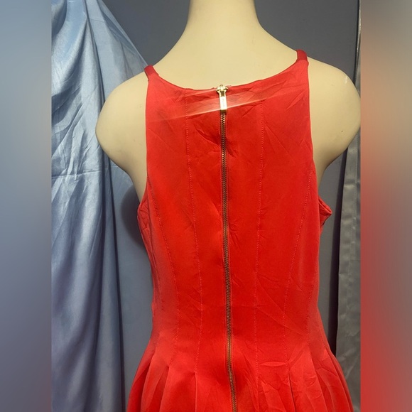 Calvin Klein Orange Pink Pleated Halter Mini Dress - Picture 8 of 13